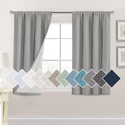 H.VERSAILTEX Linen Look 100% Blackout Curtains 45 Inches Long by HVERSAILTEX