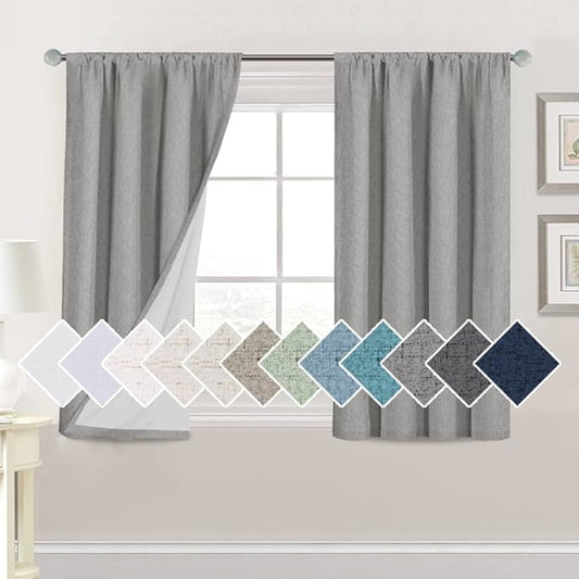 H.VERSAILTEX Linen Look 100% Blackout Curtains 45 Inches Long by HVERSAILTEX