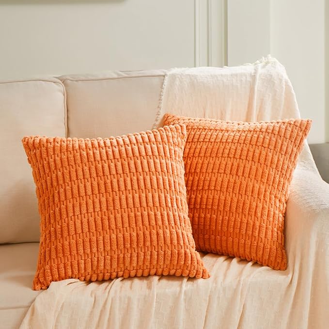 Fancy Homi 4 Packs Orange Fall Decorative Throw Pillow Covers 18x18 Inch - Image 6