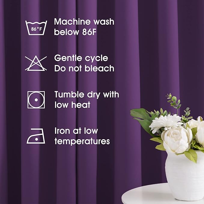 HOMEIDEAS Purple Blackout Curtains 52 X 96 Inch Set of 2 Panels Room Darkening - Image 6