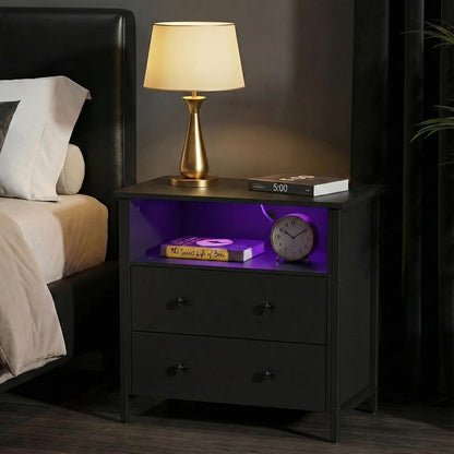 27" led nightstand set 2 with charging station, front angle view