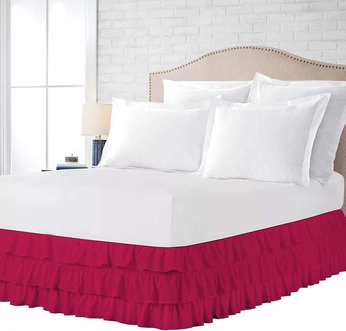 Multi-Ruffle Bed Skirt, Soft Multi Elastic Dust Ruffles - Image 3