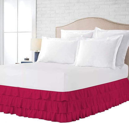 Multi-Ruffle Bed Skirt, Soft Multi Elastic Dust Ruffles - Image 2
