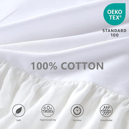 BISELINA White Ruffled Bed Skirt 22-Inch Tailored Drop Cotton Voile Dust Ruffle - Image 2