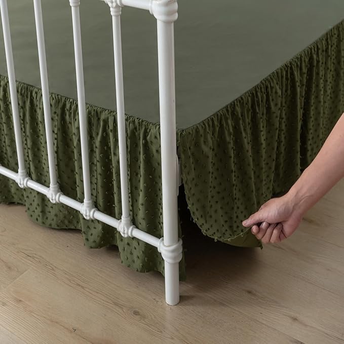 Tufted Dot Bed Skirt King Size Ruffled Bed Skirt - Image 2
