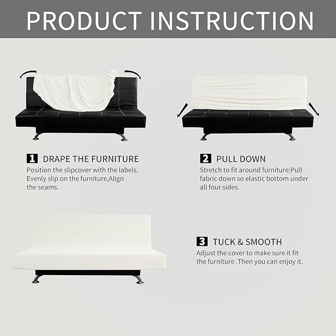 Easy-Going Stretch Futon Slipcover Armless Futon Bed Cover Furniture Protector - Image 6