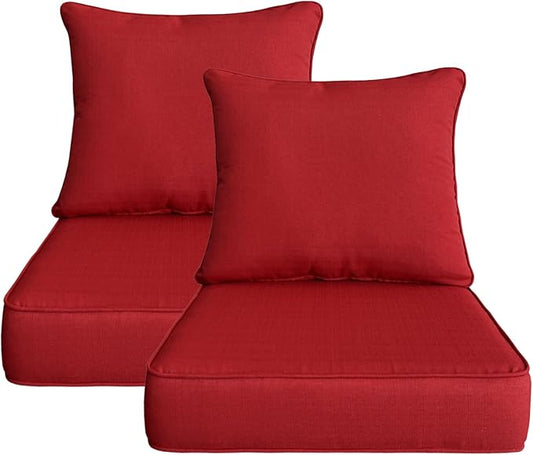 22x24 inch Outdoor/Indoor Deep Seat Patio Cushions Set of 2 Deep Seat Bottom by Gardenlucky