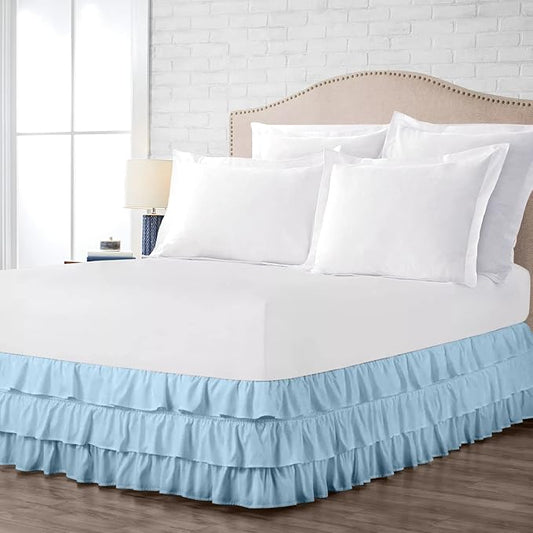 Multi-Ruffle Bed Skirt, Soft Multi Elastic Dust Ruffles by Unknown
