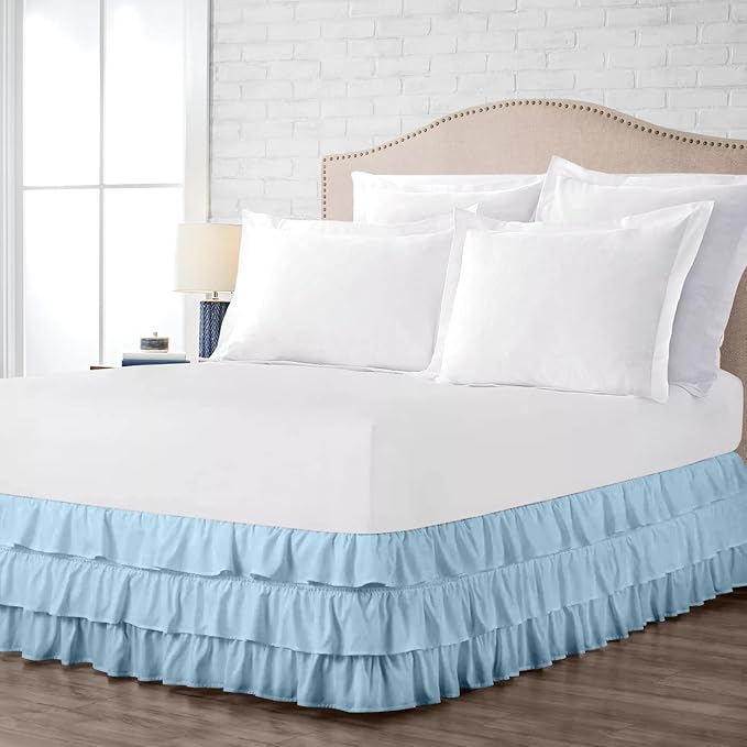Multi-Ruffle Bed Skirt, Soft Multi Ruffle Bed Skirt Elastic Dust Ruffles by Unknown