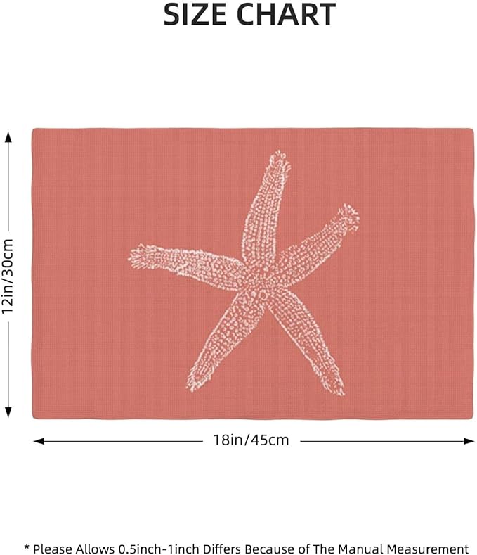 Summer Coastal Placemats Set of 4, Beach Theme Ocean Coral Starfish Decorative - Image 4