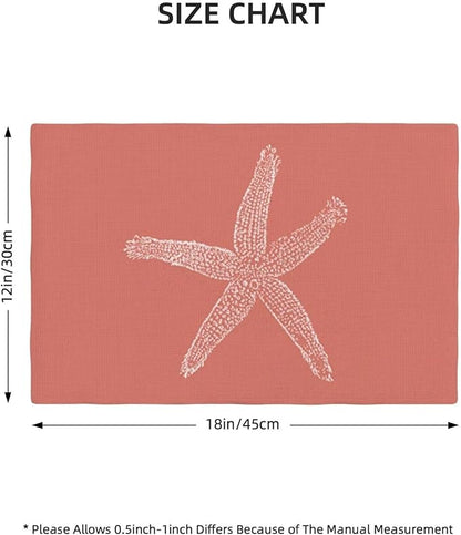 Summer Coastal Placemats Set of 4, Beach Theme Ocean Coral Starfish Decorative - Image 4