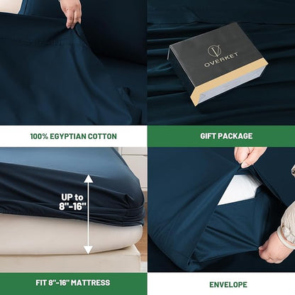 Egyptian Cotton Sheets Full Size 4PCS 1000 Thread Count Sateen Weave Soft - Image 4