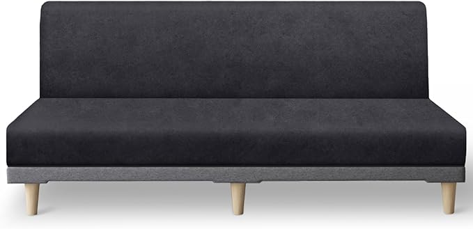 molasofa Leather Like Stretch Futon Slipcover Armless Futon Bed Sofa Cover by Molasofa