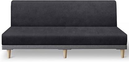 molasofa Leather Like Stretch Futon Slipcover Armless Futon Bed Sofa Cover by Molasofa