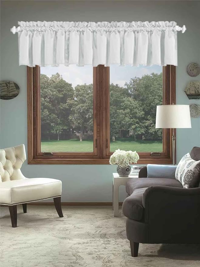 104 Inch Extra Wide Valance for Windows Living Room Bedroom Valance Greyish by HighQualityCurtains