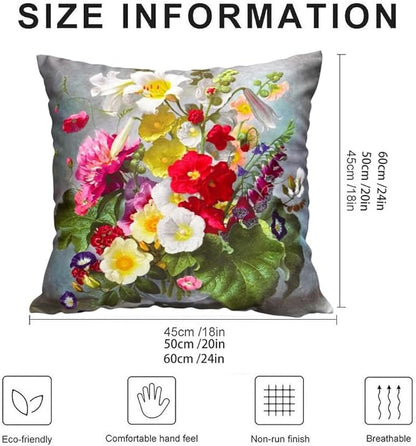 Vintage Floral Bouquet 20x20 Plush Throw Pillow Case, Double-Sided Printed - Image 2