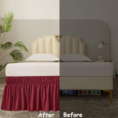 MEILA Wrap Around Bed Skirt Three Fabric Sides Elastic Dust Ruffled 16 Inch - Image 6