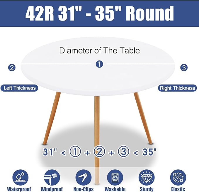 Round Spandex Tablecloth, Elastic Fitted Waterproof Tablecloths - Image 8