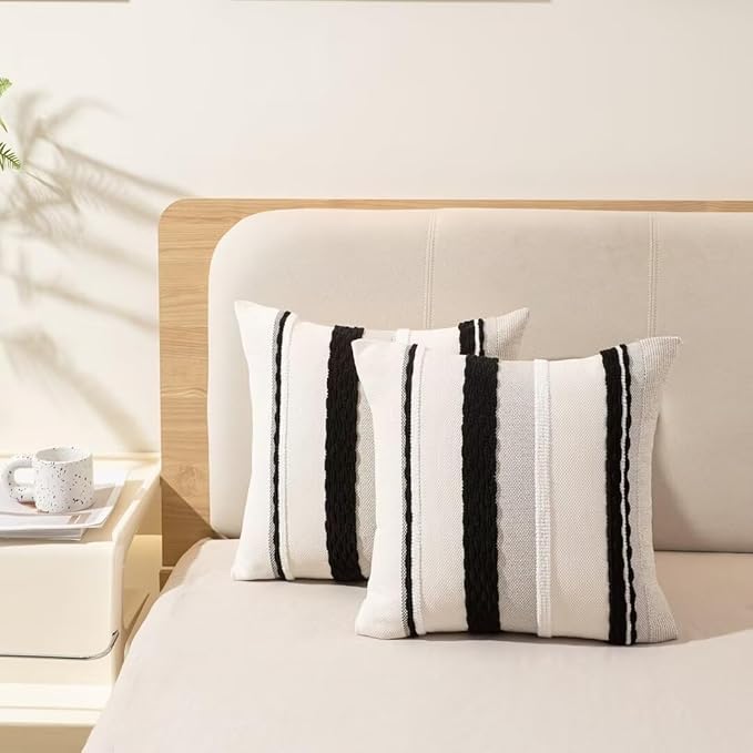 Boho Throw Pillow Covers 18x18 Set of 2 Farmhouse Decorative Cushion Case - Image 5