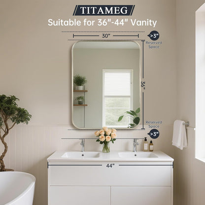 brushed nickel bathroom mirror for over sink, 30"x36", package contents