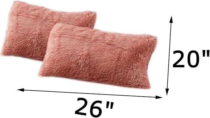 MorroMorn Decorative Pillows Covers, 2 Packs Faux Fur Pillow Cases Standard Size - Image 2