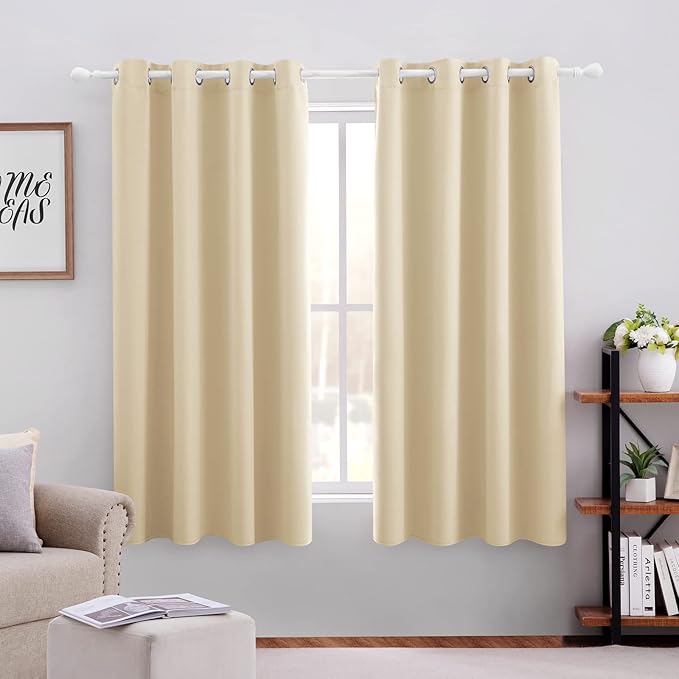 HOMEIDEAS Blackout Curtains for Bedroom 52 X 63 Inch Length 2 Panels Set Beige by HOMEIDEAS