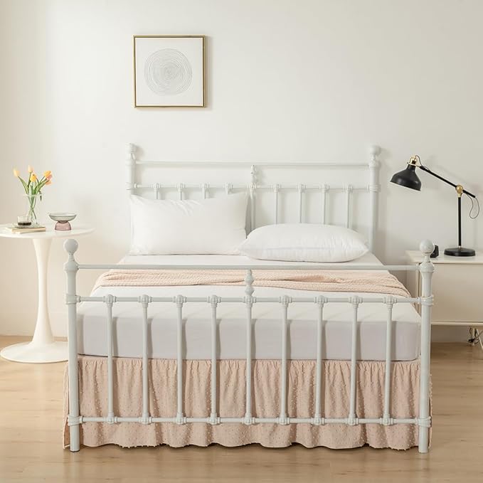 Tufted Dot Bed Skirt Queen Size Ruffled Bed Skirt - Image 4
