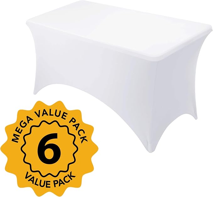 6-Pack Premium White Spandex Tablecloths - Image 2