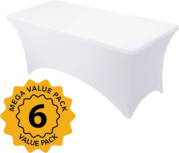 6-Pack Premium White Spandex Tablecloths - Image 2