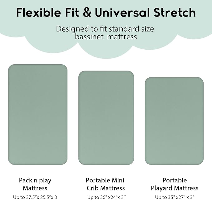 Yoofoss Pack and Play Sheets Fitted, Mini Crib Sheets 2-Pack - Image 3