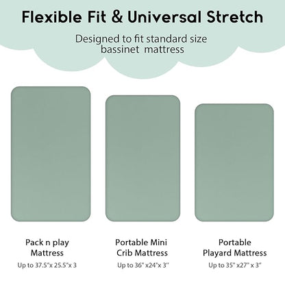 Yoofoss Pack and Play Sheets Fitted, Mini Crib Sheets 2-Pack - Image 3
