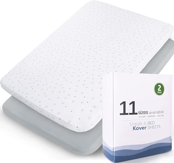 Mini Crib Sheets Fitted 38" x 24"- Compatible by Magik+%26+Kover