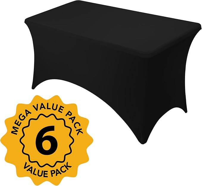 6-Pack Premium Black Spandex Tablecloths - Image 2