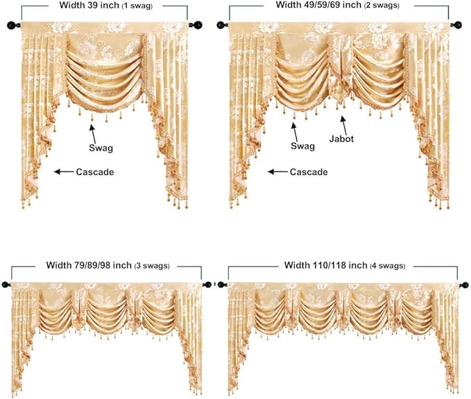 ELKCA Golden Jacquard Waterfall Valance - Image 5