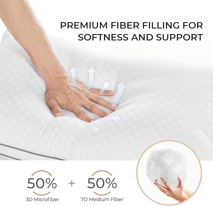 Sweetnight Standard Pillows Set of 2, Hotel Bed Pillows Fluffy Gusseted - Image 5