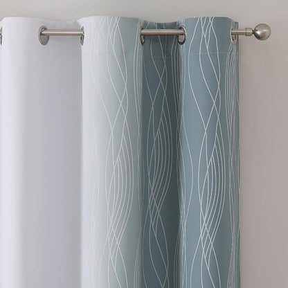 Estelar Textiler Stone Blue and Greyish White Ombre Blackout Curtains 45 Inch - Image 4