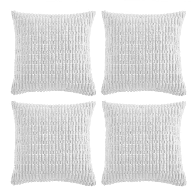Fancy Homi 4 Packs Pure White Decorative Throw Pillow Covers 14x14 Inch by Fancy+Homi