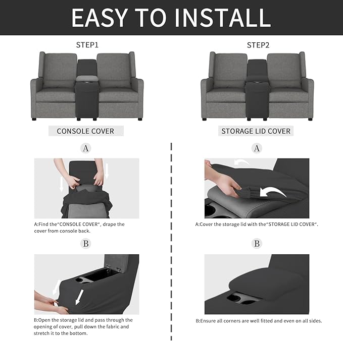 Easy-Going 2-Piece Recliner Console Cover - Image 5