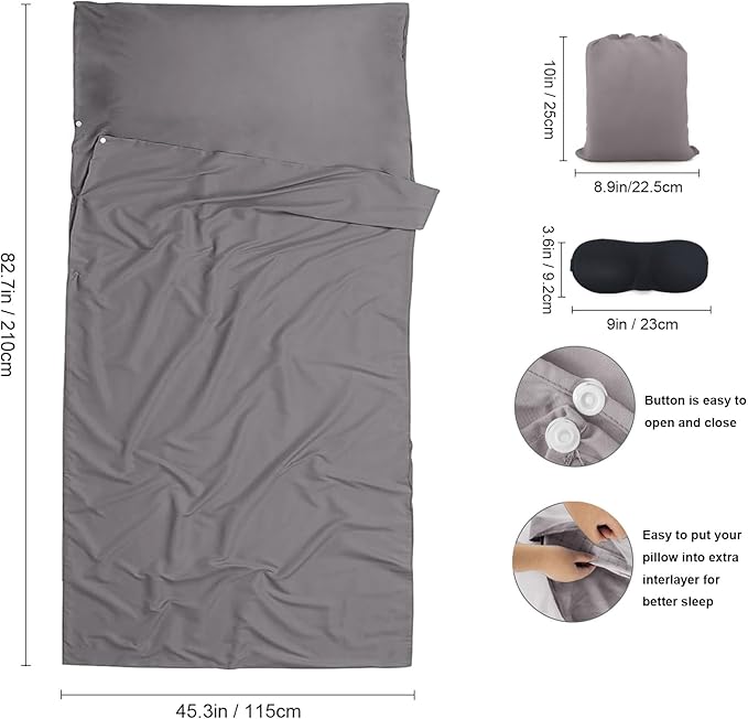 Sleeping Bag Liner, Travel Sheet & Adult Sleep Sack, Camping Sheets Travel - Image 2