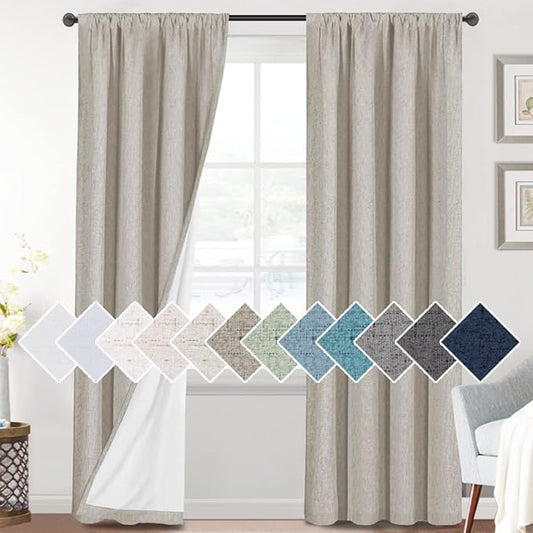 H.VERSAILTEX Linen Look 100% Blackout Curtains 84 Inches Long by HVERSAILTEX