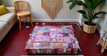 CRAFT KALA Indian Square Patchwork Traditional Pouf Cover Indian Living Room - Image 3