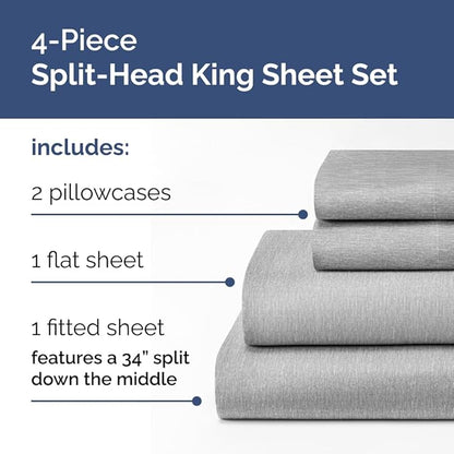 Split Head King Sheet Set – 4 Piece Flex Split Top King Sheets - Image 2