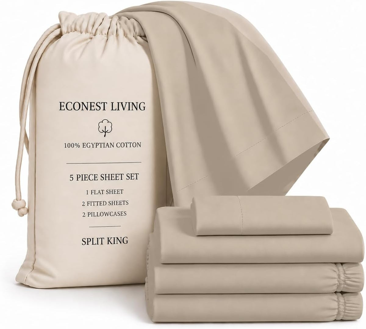 100% egyptian cotton split king sheets sets for showing dimensions