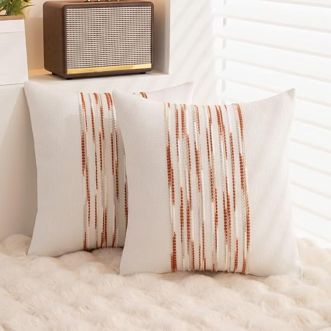 Boho Throw Pillow Covers 18x18 Set of 2 Christmas Decorative Cushion Case - Image 4