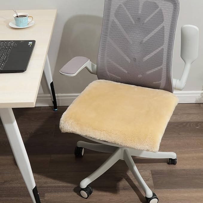 LLB Sheepskin Chair Covers Office Chair Cushion Dining Room Chair Pads Desk - Image 3