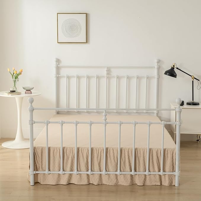 Tufted Dot Bed Skirt Full Size, Ruffled Bed Skirt - Image 5