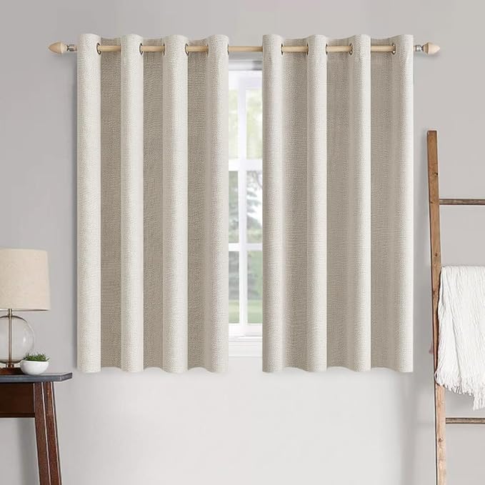 MIULEE Linen Curtains for Bedroom 100% Blackout Thermal Insulated Birch Grommet by MIULEE