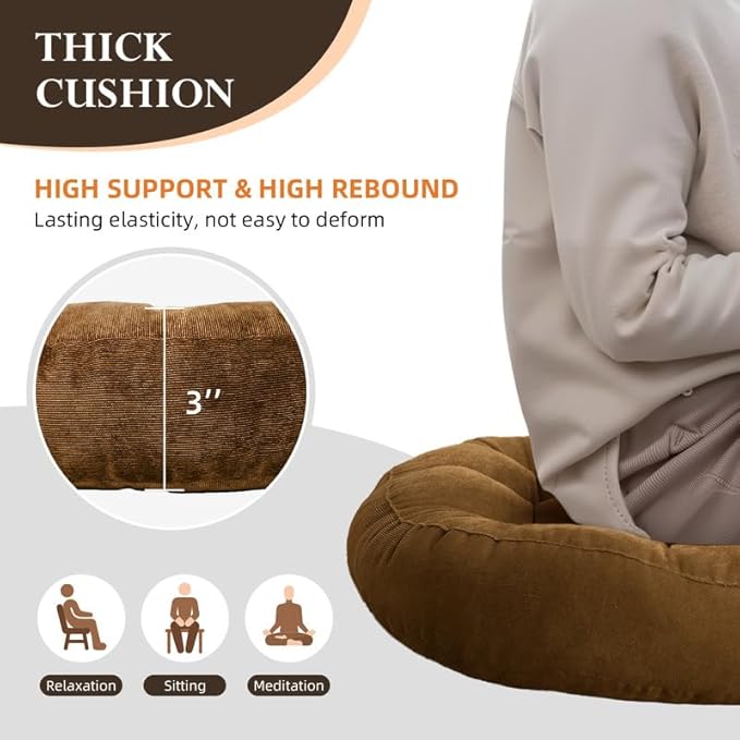 Meditation Floor Pillow Set of 2 Large Round Floor Cushions - Image 3