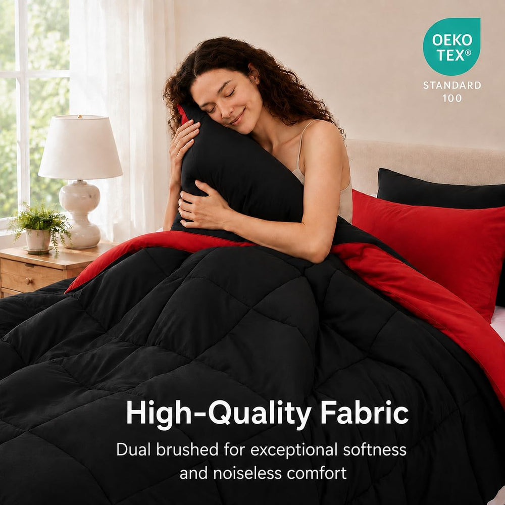 Anluoer Queen Comforter Set 7 Piece, Soft Bed in a Bag Queen Bedding Sets