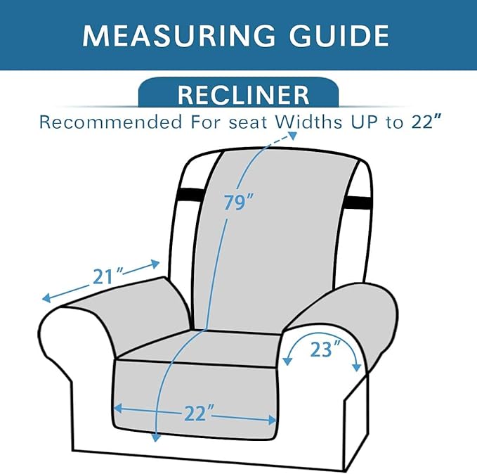 H.VERSAILTEX Reversible Quilted Recliner Covers Water Resistant Furniture - Image 2